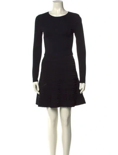 Pre-owned Valentino Crew Neck Mini Dress In Black
