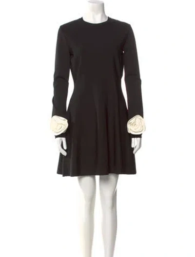 Pre-owned Valentino Crew Neck Mini Dress In Black