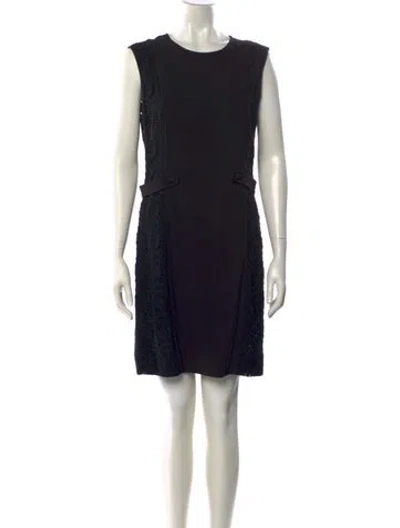 Pre-owned Valentino Crew Neck Mini Dress In Black