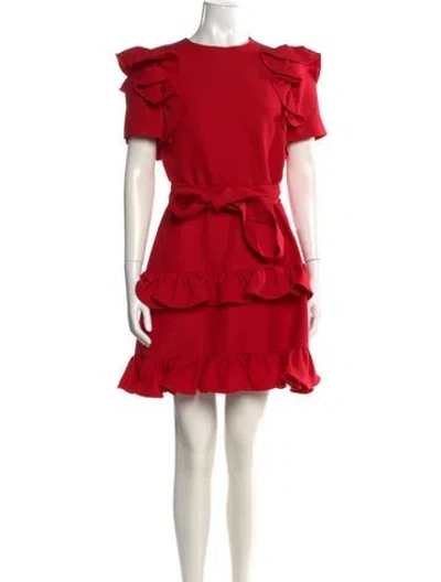 Pre-owned Valentino Crew Neck Mini Dress In Red
