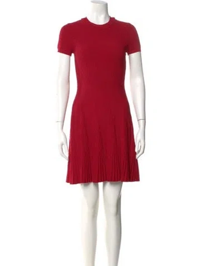 Pre-owned Valentino Crew Neck Mini Dress In Red