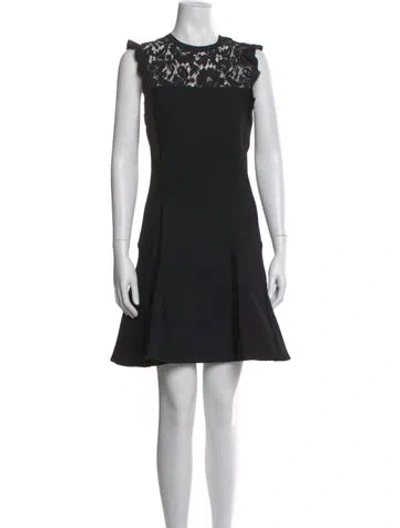 Pre-owned Valentino Crew Neck Mini Dress W/ Tags In Black