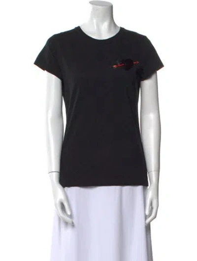 Pre-owned Valentino Crew Neck Short Sleeve T-shirt In Black