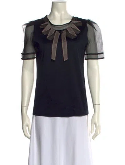 Pre-owned Valentino Crew Neck Short Sleeve T-shirt In Black