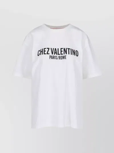 Valentino Crew Neck Short Sleeves Straight Hem In White