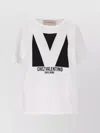 Valentino Crewneck Graphic Print Ribbed Short-sleeve Cotton Jersey