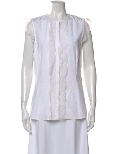 Pre-owned Valentino Crew Neck Sleeveless Blouse In White