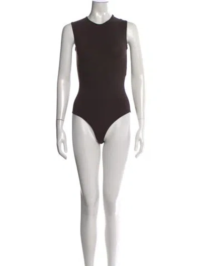 Pre-owned Valentino Crew Neck Sleeveless Bodysuit In Brown