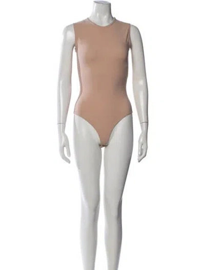 Pre-owned Valentino Crew Neck Sleeveless Bodysuit In Neutrals