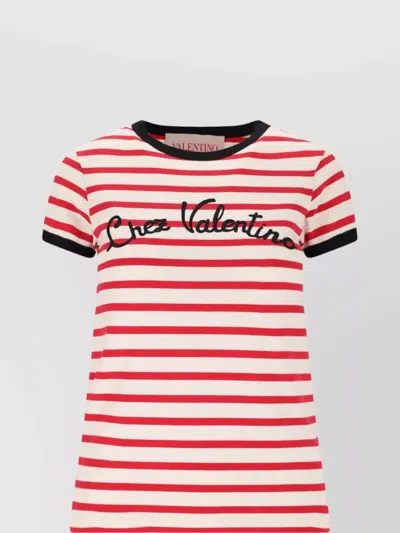 VALENTINO CREW NECK STRIPED PATTERN SHORT SLEEVES