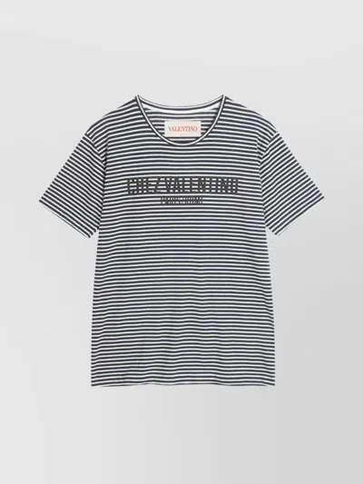 VALENTINO CREW NECK STRIPED T-SHIRT