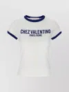 Valentino Womens Regular-fit Brand-print Cotton-jersey T-shirt Avorio Blu Elettrico
