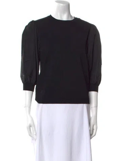 Pre-owned Valentino Crew Neck Three-quarter Sleeve Sweatshirt W/ Tags In Black