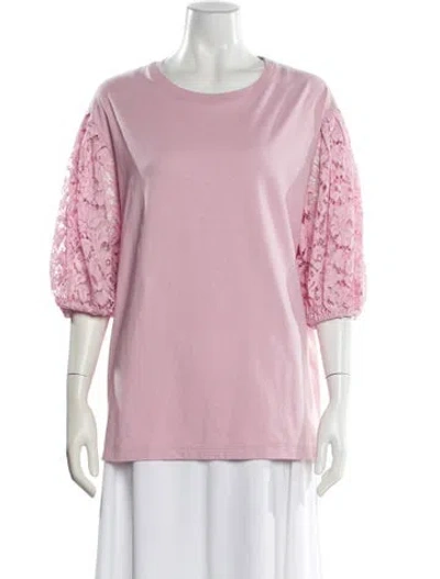 Pre-owned Valentino Crew Neck Three-quarter Sleeve T-shirt In Pink