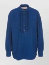 Valentino Classic Blue Denim Shirt With Ruffled Placket