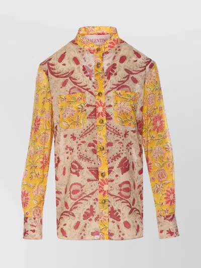 VALENTINO CREWNECK FLORAL PATTERN COLLARED NECK