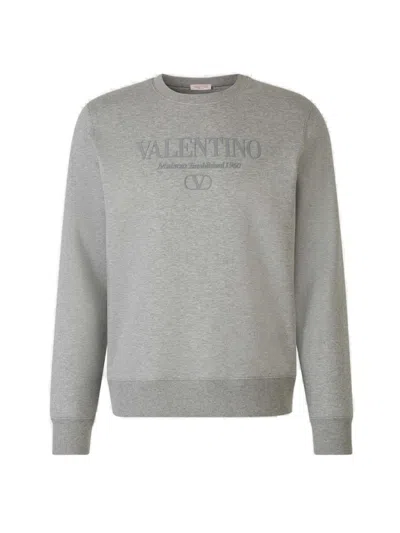 Valentino Crewneck Straight Hem Sweatshirt In Grey