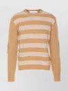 Valentino Crewneck Striped Sweater Elbow Patches