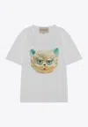 Valentino Cotton T-shirt With Le Chat De La Maison Print In White