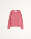 Valentino Crewneck Wool Jumper With Vlogo Embroidery In Red