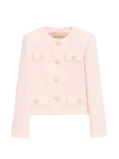 Valentino Crinkle Tweed Jacket In Pink