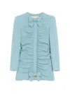 Valentino Light Blue Crispy Light Wool Jacket In Multi