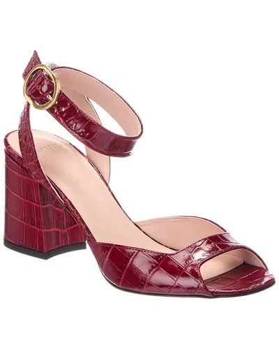 Valentino Garavani Valentino Croc-embossed 80 Leather Sandal In Burgundy