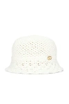 Valentino Crochet Bucket Hat In Bianco & Gold