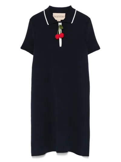 Valentino Crochet-cherry Mini Dress In Black