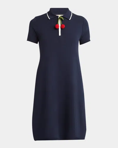 Valentino Crochet Cherry Short-sleeve Polo Mini Dress
