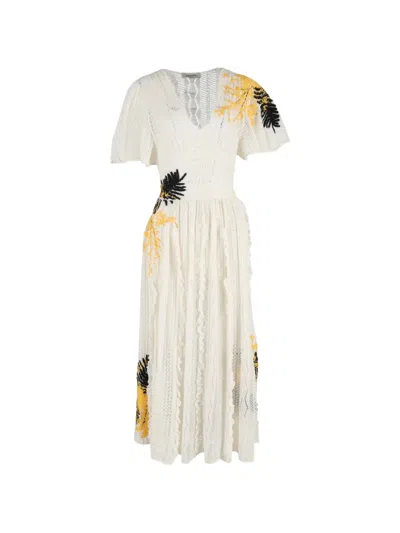 Pre-owned Valentino Crochet-embroidered Maxi Dress In White