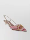 Valentino Multicolor Crochet Vlogo Pumps In Pink