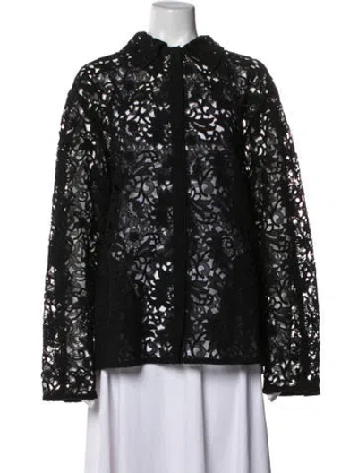 Pre-owned Valentino Crochet Lace Pattern Jacket In Black