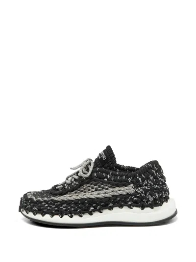 Pre-owned Valentino Garavani Crochet Low Sneakers In Black