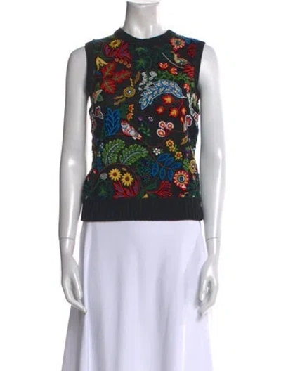 Pre-owned Valentino Crochet Printed Sweater In Black