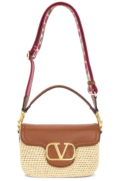 Valentino Garavani Crochet Raffia Alltime Shoulder Bag In Brown