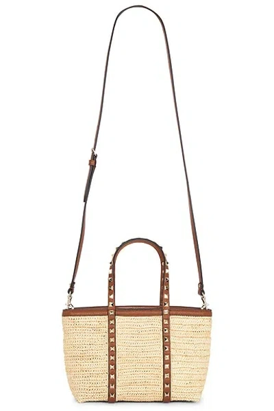 Valentino Garavani Crochet Raffia Rockstud Mini Tote Bag