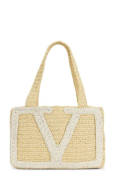 Valentino Garavani Crochet Raffia Viva Superstar Medium Tote Bag