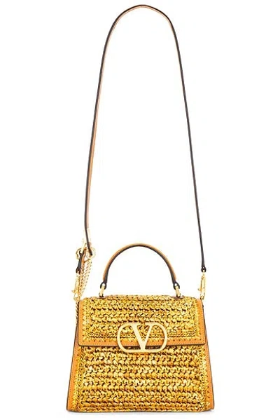 Valentino Garavani Crochet Raffia Vsling Top Handle Bag