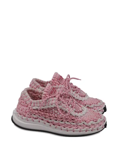 Pre-owned Valentino Garavani Crochet Sneakers In Pink
