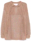 Valentino Openwork Sweater In Linen Blend In Nude