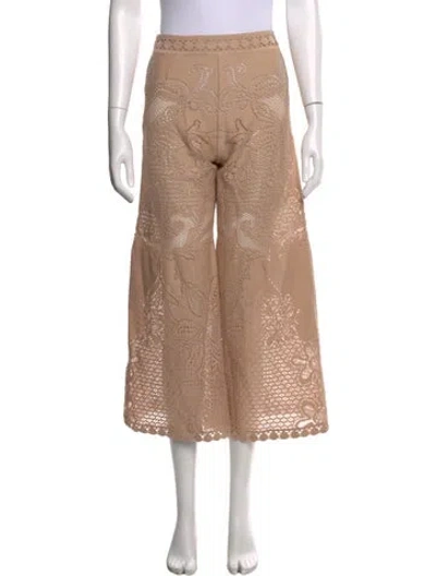 Pre-owned Valentino Crochet Wide Leg Pants In Neutral