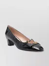Valentino Garavani Bow Detail Black Crocodile-embossed Leather Heels