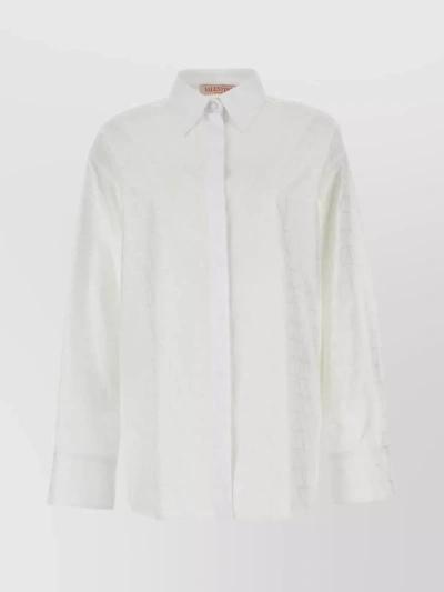 Valentino Crocodile Pattern Button-down Shirt In White
