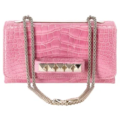 Pre-owned Valentino Garavani Valentino Crocodile Skin Va Va Voom Bag In Pink
