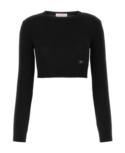 Valentino Cropped Cashmere Jumper In Black