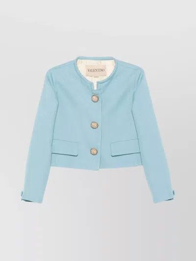 VALENTINO CROPPED COLLARLESS JACKET DECORATIVE BUTTONS