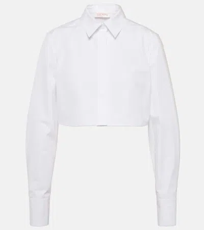 Valentino Garavani Cropped Buttoned Shirt In Optic White