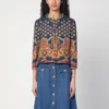 Valentino Cotton Blazer With Printed Intricate Pattern In Purple