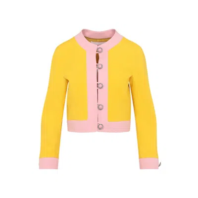 VALENTINO VALENTINO CROPPED JACKET IN YELLOW AND PINK HUES
